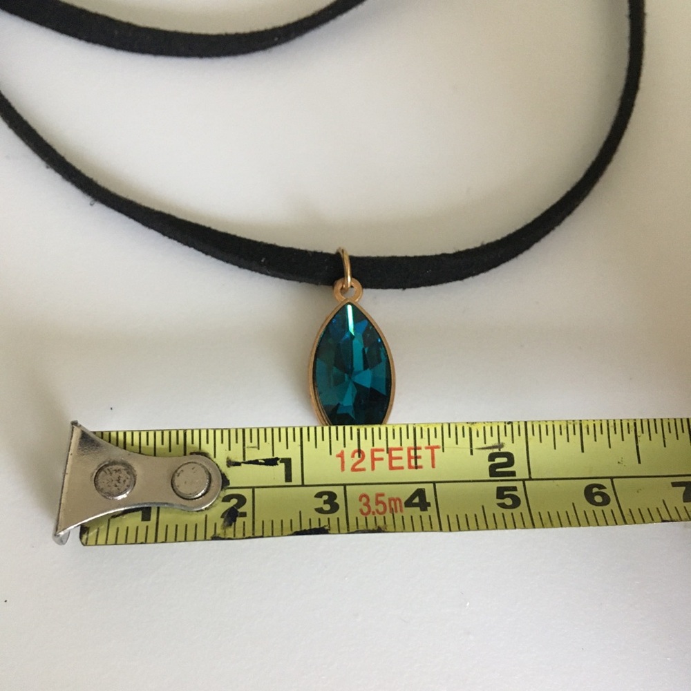 Blue Faux Stone Black Layered Choker Necklace Fashion Jewelry - Picture 7 of 9